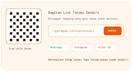 Ilustrasi berbagi link toko NgeLapak